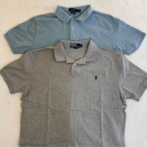 Polo Ralph Lauren Men's Polo Shirt Large Blue Gray Short Sleeve Pullover Bundle